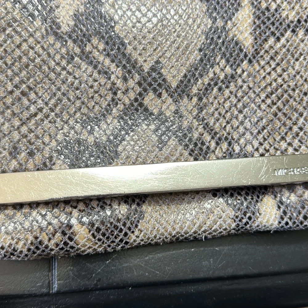 Michael Kors‎ Julian Snake Print Leather Dark Sand Shoulder Flap